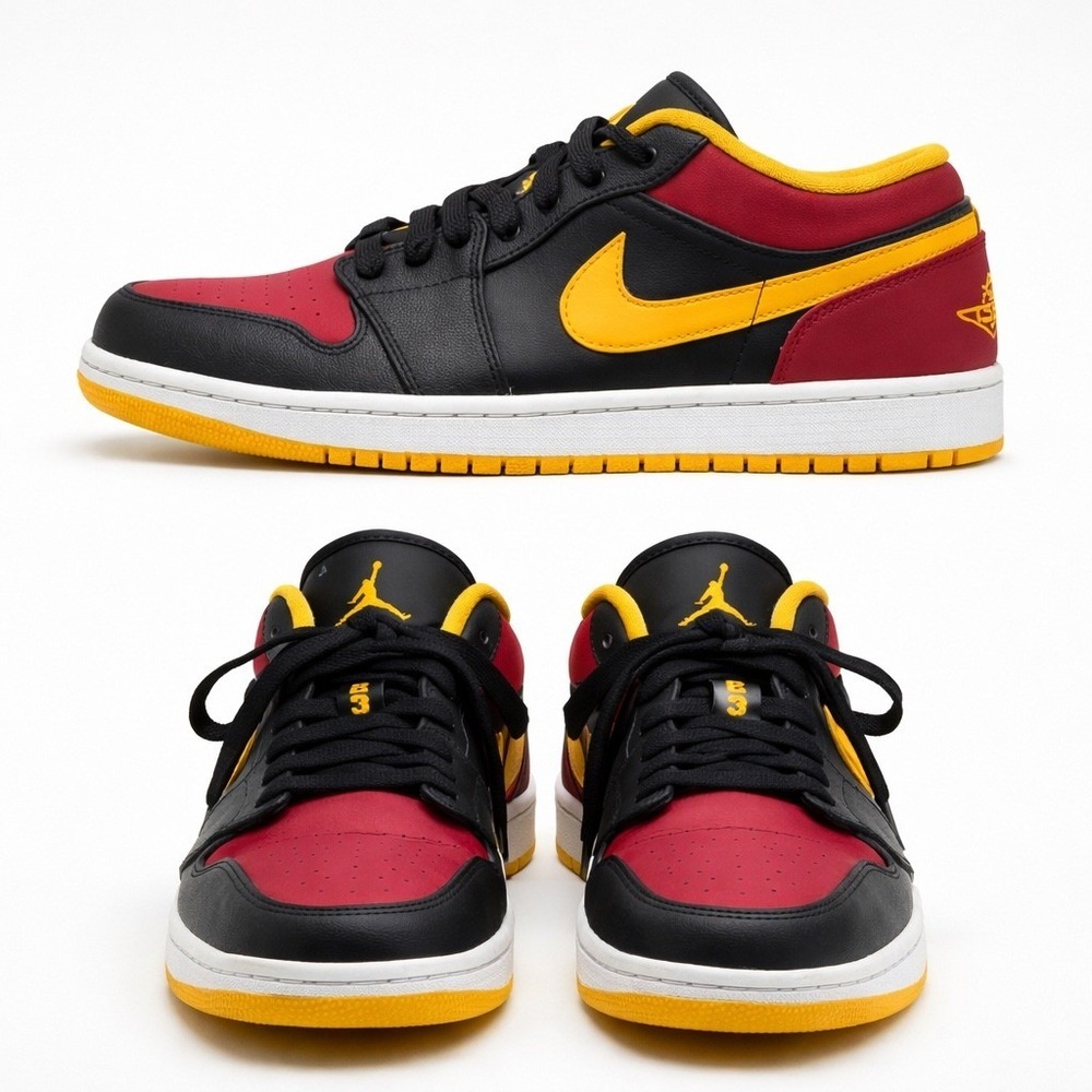 Nike Air Jordan 1 Low Gym Red University Gold Black 553558-035 Mens 13